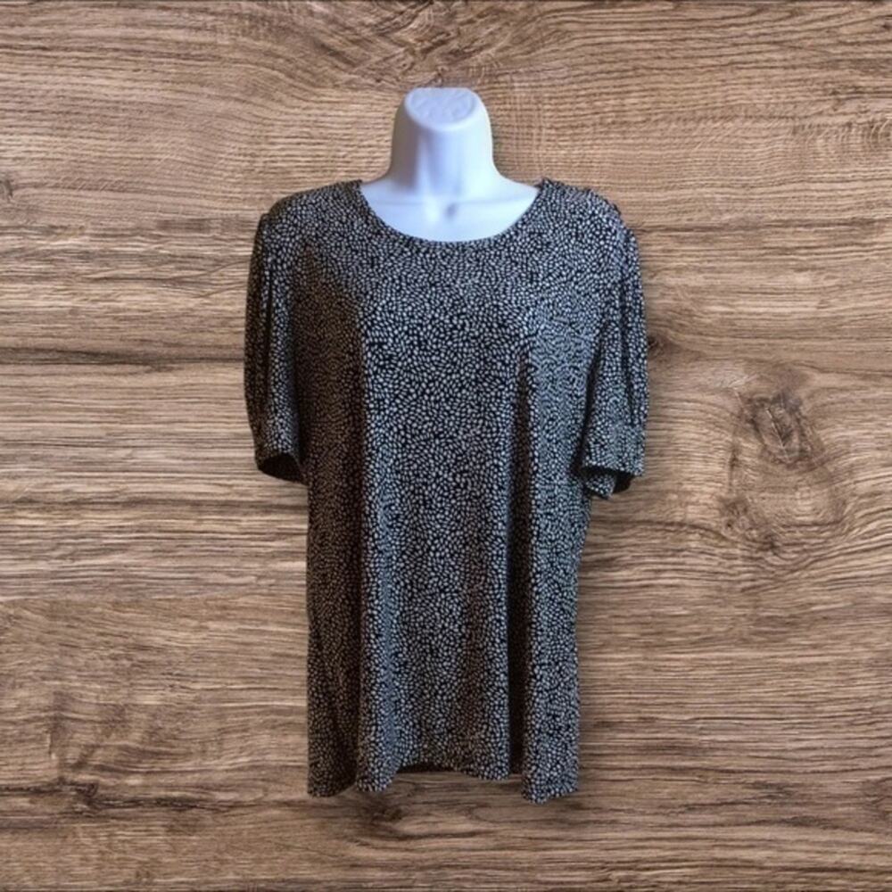 Karl Lagerfeld, black and white puff sleeve blouse. Medium.